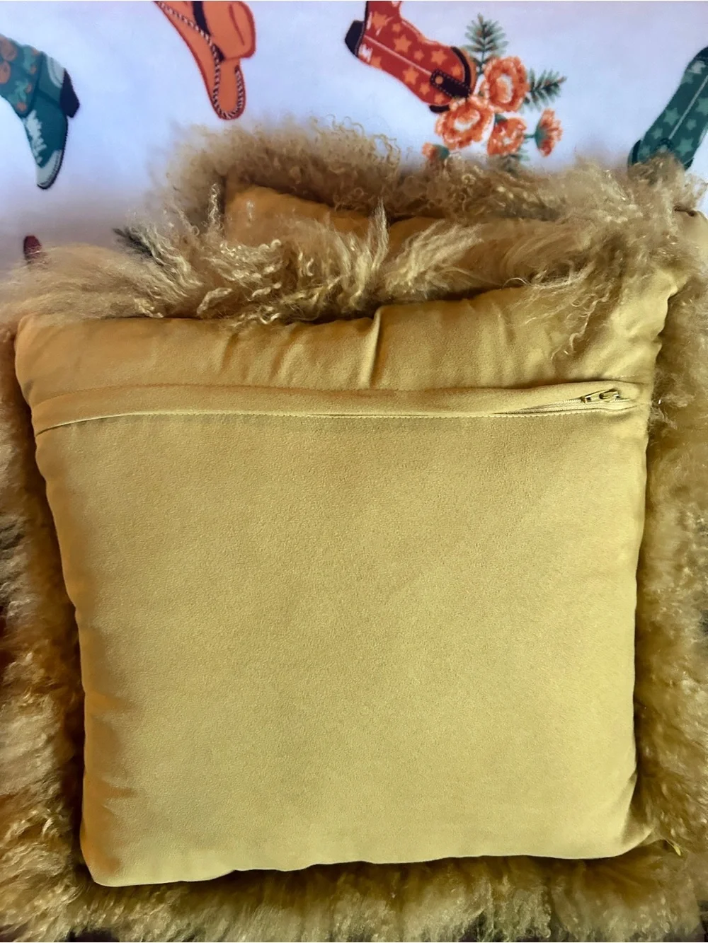 Monogolian Throw Pillows- Mustard Yellow set of 2